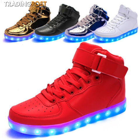 Custom Afterpay Black / 7Size 32-46// USB unisex high top simulation flashing casual woman & men led shoes with light up luminous glowing shoes for adult