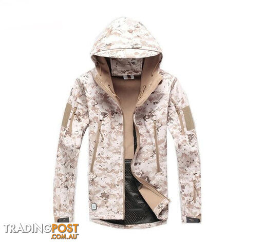 Custom Afterpay Desert Camo / LTactical Snake Camouflage Army Jacket Men Military Shark V4.5 Waterproof Soft Shell Outdoors Jackets Fleece Hooded Camo Clothes
