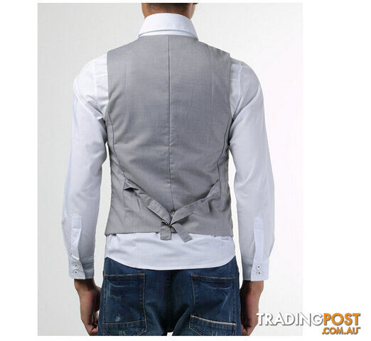 Custom Afterpay Gray / XXXLArrival Mens Slim Fit Vest Suit Three Buttons Men's Fitted Leisure Waistcoat Casual Business Jacket Tops