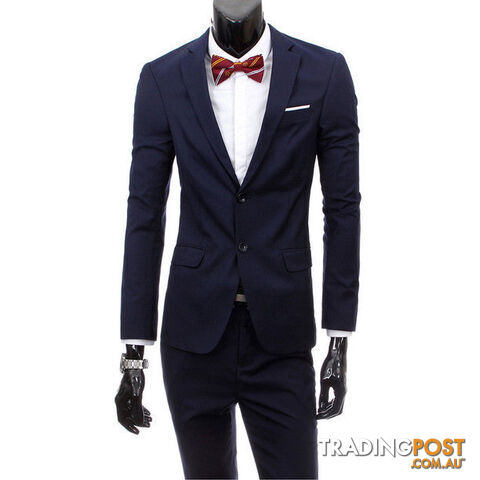 Custom Afterpay 2 pieces navy blue / XXLboutique men suit sets / Men's two button Blazers suit+vest+jacket pants
