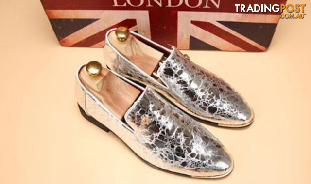 Custom Afterpay Silver / 5.5Silver gold spike men loafers shoes luxury brand trendy flat footwear studded male patent leather oxford shoes for men