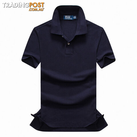 Custom Afterpay navy blue / XSHigh Men Black Polo Shirts White Logo Cotton Short Sleeve Business Casual Men Luxury Brand Shirts Plus Size