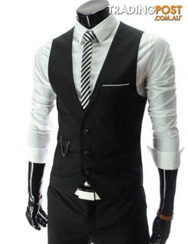 Custom Afterpay Black / LHigh Brand Dress Suit Vest Men Fashion Black Gray Formal Business Men Vests Slim Fit Men Casual Outwear DO1110
