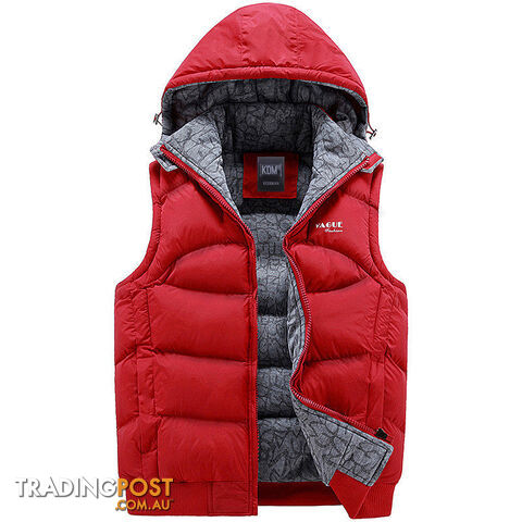 Custom Afterpay red / XLMens Jacket Sleeveless veste homme Fashion Casual Coats Male Hooded Cotton Men's Vest men Thickening Waistcoat
