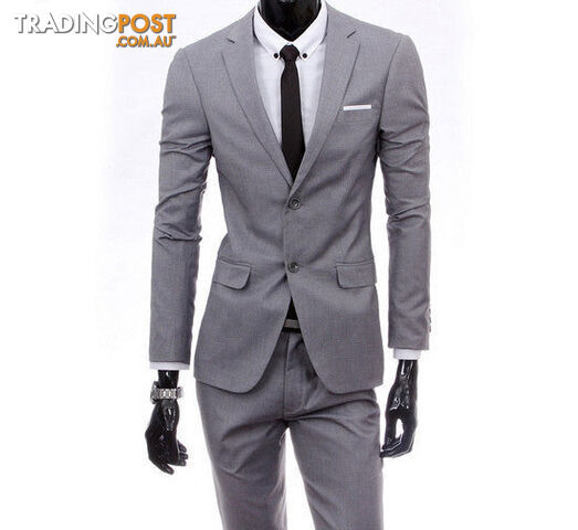 Custom Afterpay 2 pieces gray / Mboutique men suit sets / Men's two button Blazers suit+vest+jacket pants
