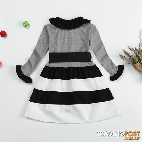 Custom Afterpay A0222HI / 8Girls Striped Dresses Baby Girl Dress Kids Clothes Party Wear Toddler Dresses For Children Clothes