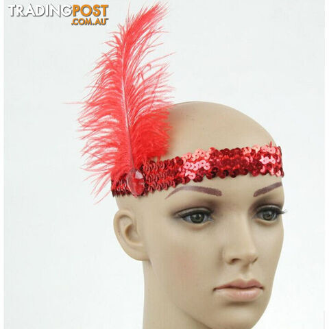 Custom Afterpay RFeather Headband 1920's Flapper Sequin Headpiece Costume Head Band Party Favor