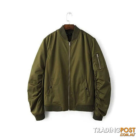 Custom Afterpay 0211Army Green / LMens Solid Flight Wine Red Bomber Jacket Men's Rib Sleeve Zipper Short Air Force Baseball Coats Clothing