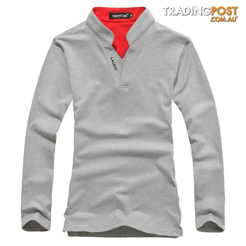 Custom Afterpay Gray / LFashion Brand Men Clothes Slim Fit Solid Long Sleeve T Shirts Men Cotton Casual T-Shirt Men tshirt Plus Size 5XL