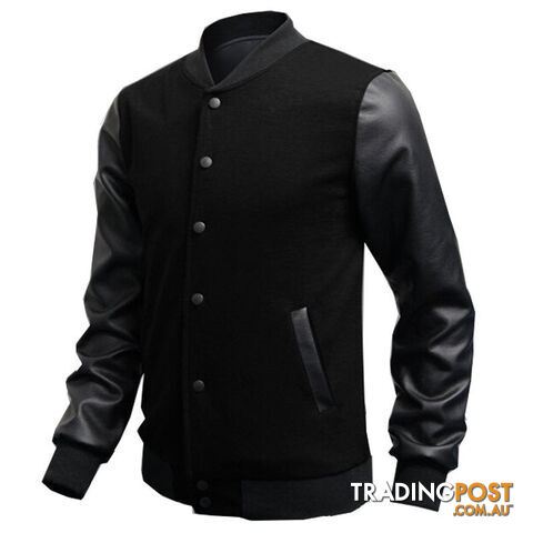 Custom Afterpay Black / LMens Fashion Slim Outwear Leather Sleeve Male Personalized Baseball Stitching Leisure Jacket Coat 5 Color