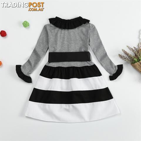 Custom Afterpay A0222HI / 4TGirls Striped Dresses Baby Girl Dress Kids Clothes Party Wear Toddler Dresses For Children Clothes