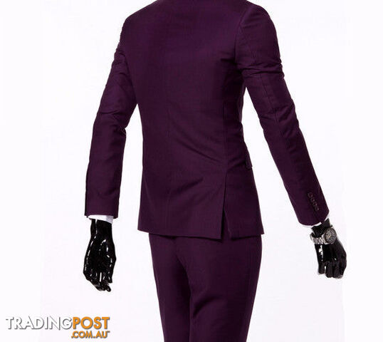 Custom Afterpay 2 pieces purple / XLboutique men suit sets / Men's two button Blazers suit+vest+jacket pants