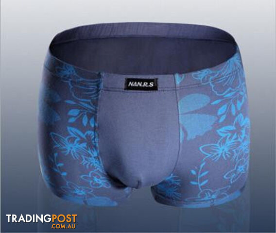 Custom Afterpay Bluegray / XXLSoft breathable Bamboo fiber Men Underwear U convex corner men's modal Flower printed pants Boxers Shorts