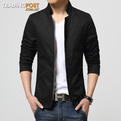 Custom Afterpay black / XLMen Jacket Arrival Slim Men Jacket Fashion Korean Style Mandarin Collar Zipper Young Thin Men Jacket MWJ793