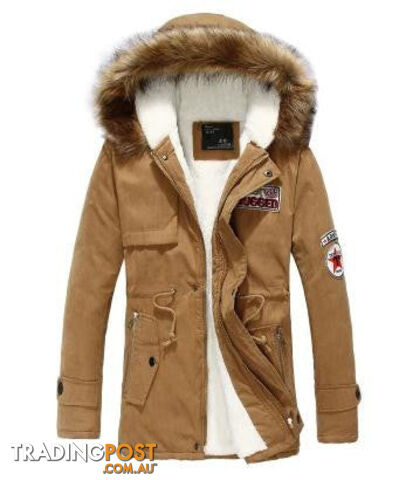 Custom Afterpay Dark Khaki / XLexplosion models men Korean version of Slim Long warm hooded coat