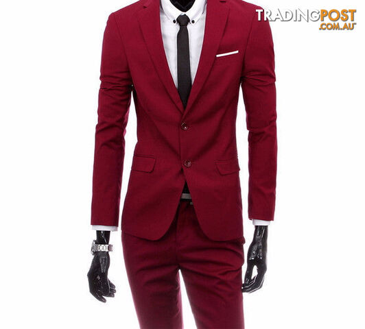 Custom Afterpay 2 pieces wine red / XXXLboutique men suit sets / Men's two button Blazers suit+vest+jacket pants