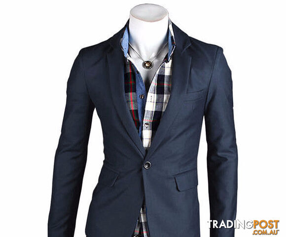 Custom Afterpay Deep Blue / MStylish Men's Casual Slim Fit One Button Suit Pop Blazer Black Coat Jacket