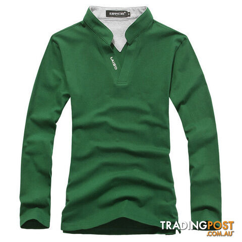 Custom Afterpay Green / XXLFashion Brand Men Clothes Slim Fit Solid Long Sleeve T Shirts Men Cotton Casual T-Shirt Men tshirt Plus Size 5XL