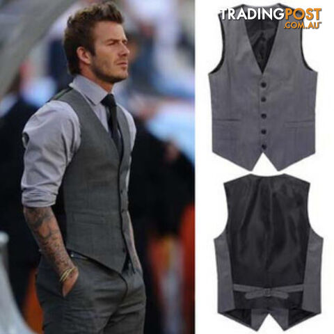 Custom Afterpay Gray / XLThe men's fashion leisure suit vest / Men's wedding banquet gentleman suit vest / Beckham with suit vest v-neck men