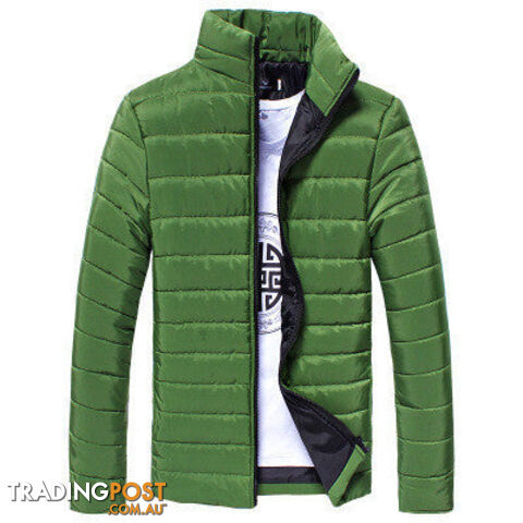 Custom Afterpay Mo Green / XLMen's Short Jacket Fashion Solid Color Stand Collar Down Coat Cotton Slim Warm Zipper Park Jackets for Men