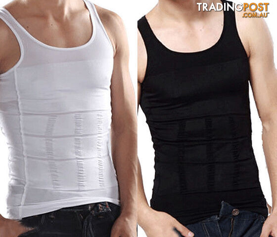 Custom Afterpay White / XLMen Firm Tummy Belly Buster Vest Control Slimming Body Shaper Underwear Shirt GL