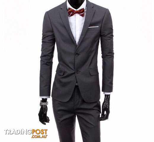 Custom Afterpay 2 pieces dark gray / XLboutique men suit sets / Men's two button Blazers suit+vest+jacket pants
