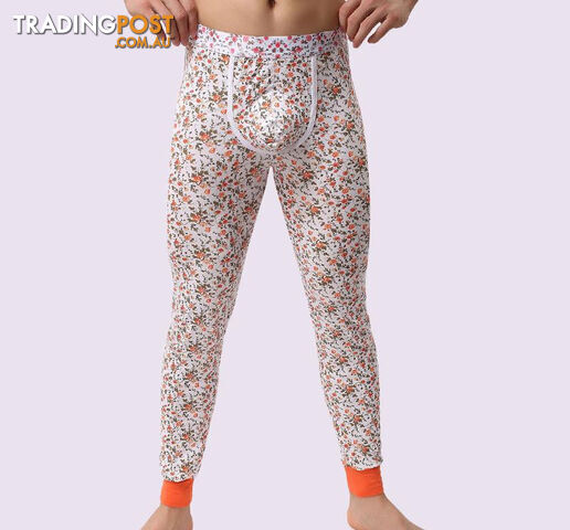 Custom Afterpay Orange / MWarm Men Long Johns Cotton Printed Thermal Underwear Men Thermo Underwear Long Johns Underpants qk04