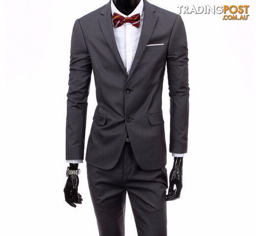 Custom Afterpay 2 pieces dark gray / Mboutique men suit sets / Men's two button Blazers suit+vest+jacket pants