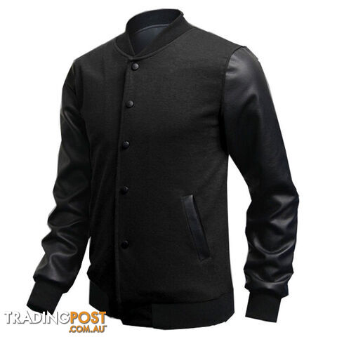 Custom Afterpay DarkGray / XLMens Fashion Slim Outwear Leather Sleeve Male Personalized Baseball Stitching Leisure Jacket Coat 5 Color