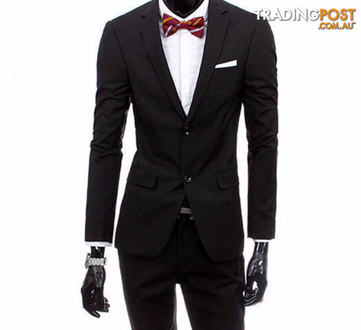 Custom Afterpay 2 pieces black / XXXLboutique men suit sets / Men's two button Blazers suit+vest+jacket pants