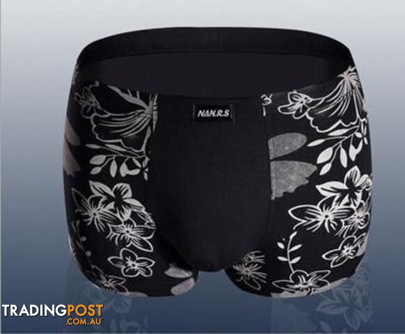 Custom Afterpay black / LSoft breathable Bamboo fiber Men Underwear U convex corner men's modal Flower printed pants Boxers Shorts