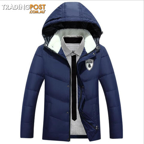 Custom Afterpay Blue / MMen's White Duck Down Jacket Casual Solid Turn-dwon Collar Parka Jacket Men Fashion Overcoat Outerwear
