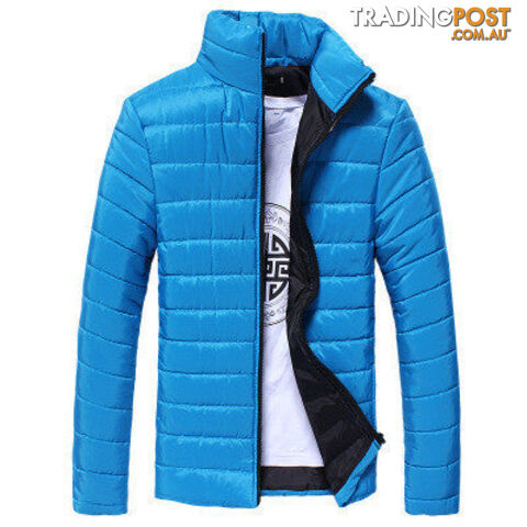 Custom Afterpay Lake Blue / MMen's Short Jacket Fashion Solid Color Stand Collar Down Coat Cotton Slim Warm Zipper Park Jackets for Men