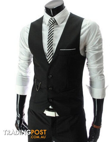 Custom Afterpay Black / XXLHigh Brand Dress Suit Vest Men Fashion Black Gray Formal Business Men Vests Slim Fit Men Casual Outwear DO1110