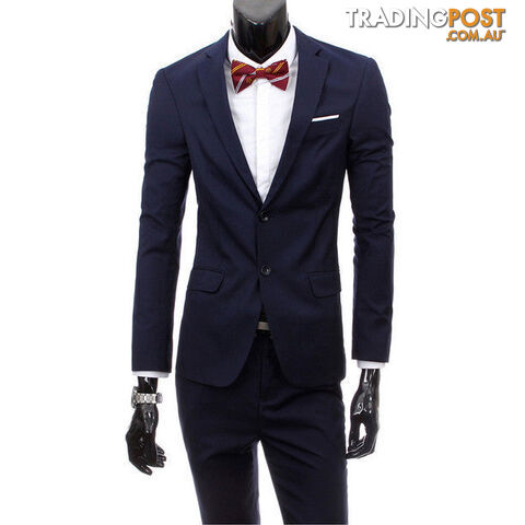 Custom Afterpay 2 pieces navy blue / XLboutique men suit sets / Men's two button Blazers suit+vest+jacket pants
