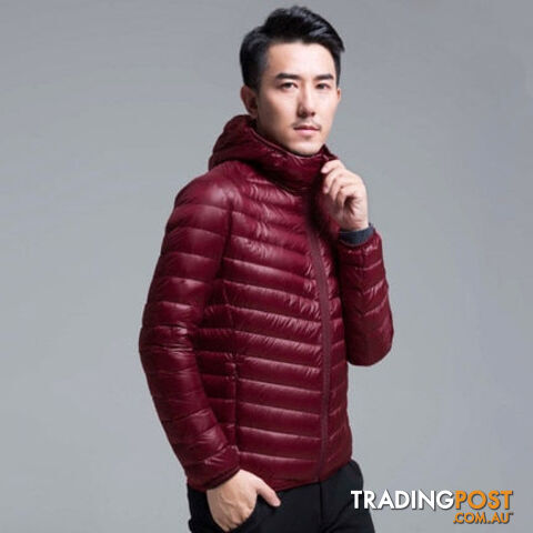 Custom Afterpay Wine red / 4XLUltra Lightweight Packable Down Jacket Water and Wind-Resistant Breathable Coat Big Size Men Hoodies Jackets