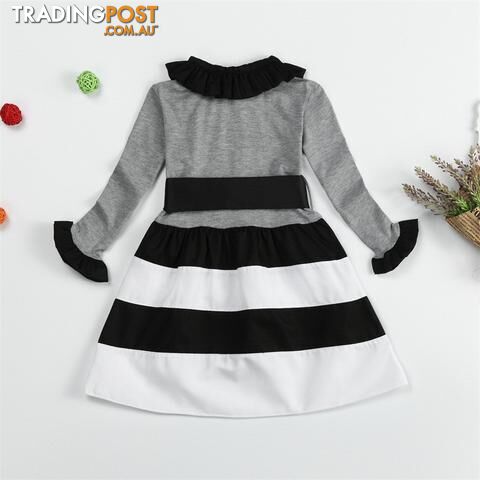 Custom Afterpay A0222G / 3TGirls Striped Dresses Baby Girl Dress Kids Clothes Party Wear Toddler Dresses For Children Clothes