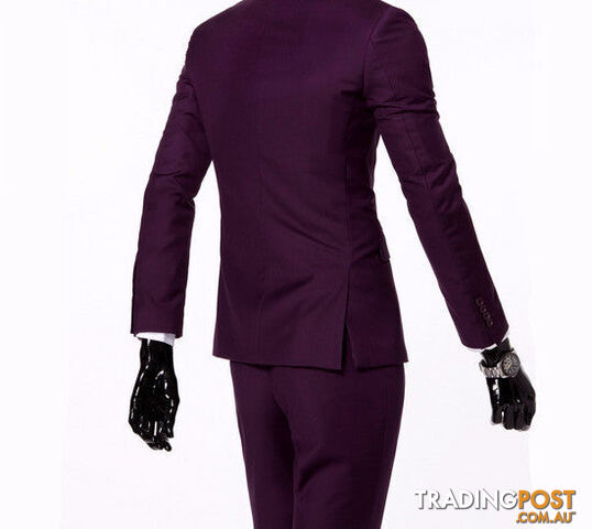 Custom Afterpay 2 pieces purple / Lboutique men suit sets / Men's two button Blazers suit+vest+jacket pants