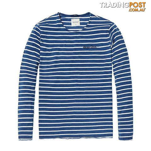 Custom Afterpay blue / XLSIMWOOD long sleeve striped T shirt 100% cotton high pullover casual fashion shirt TL3507