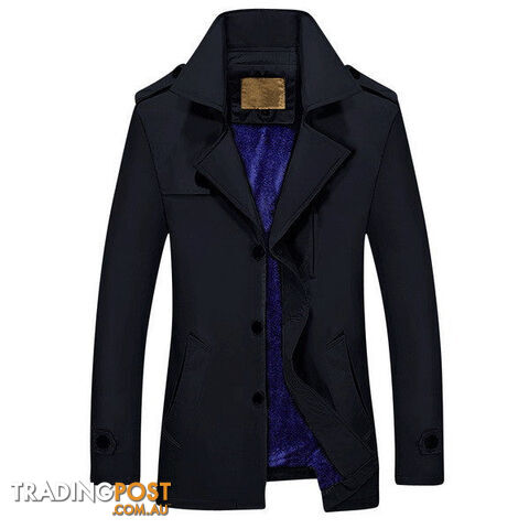 Custom Afterpay Black / 4XLMen Casual Coats Trench Coats Fleece Inside Fit Male Windproof Jackets