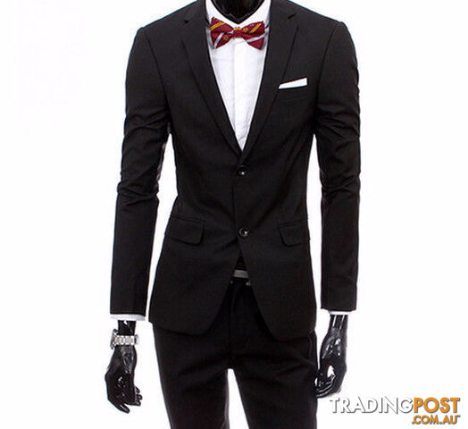 Custom Afterpay 2 pieces black / XSboutique men suit sets / Men's two button Blazers suit+vest+jacket pants