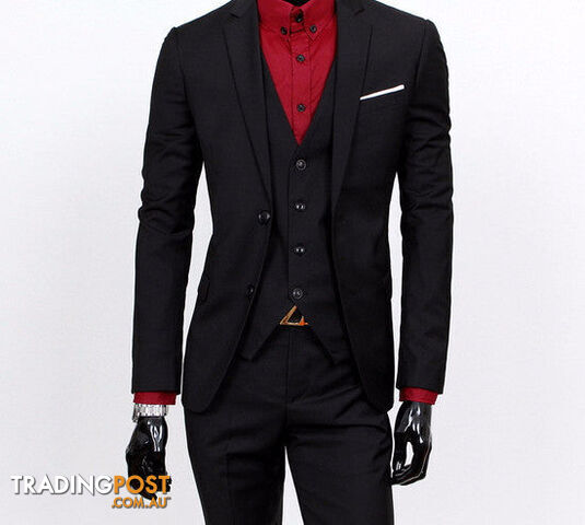 Custom Afterpay 3 pieces black / XXLboutique men suit sets / Men's two button Blazers suit+vest+jacket pants