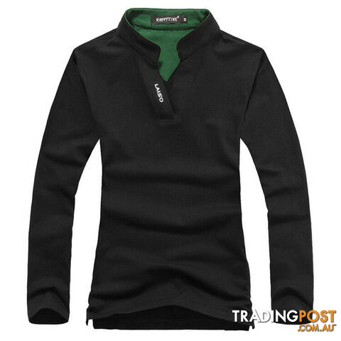Custom Afterpay Black / 4XLFashion Brand Men Clothes Slim Fit Solid Long Sleeve T Shirts Men Cotton Casual T-Shirt Men tshirt Plus Size 5XL
