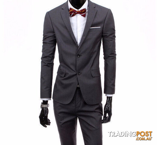 Custom Afterpay 2 pieces dark gray / Sboutique men suit sets / Men's two button Blazers suit+vest+jacket pants