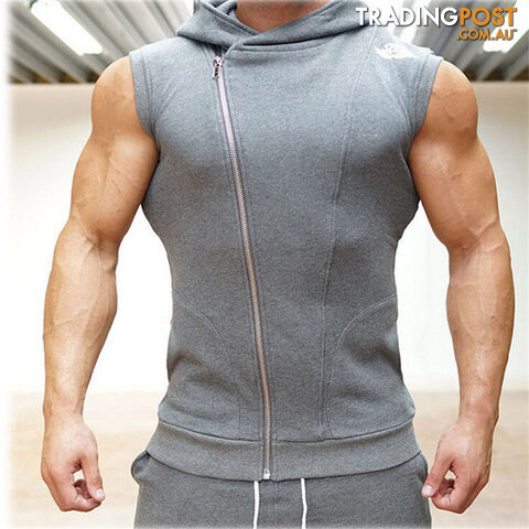 Custom Afterpay Gray / XLMens Sleeveless Sweatshirt Hoodies Top Clothing T-Shirt Hooded Tank Top Sporting Hooded for Men Cotton Solid T Shirts Hooded