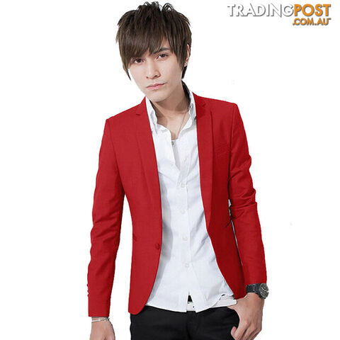 Custom Afterpay red / LFashion Candy Color Stylish Slim Fit Men's Suit Jacket Casual Business Dress Blazers