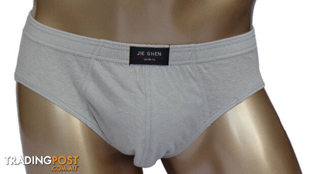Custom Afterpay ligth gray / Lcotton underwear ultra-large size men's briefs male solid color underpants