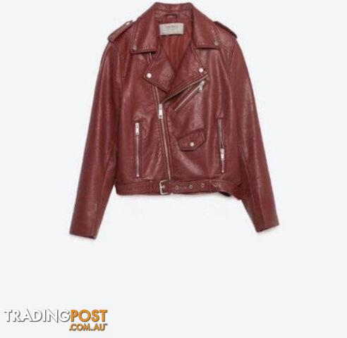 Custom Afterpay Red XSfashion Women Leather Jacket And The Wind