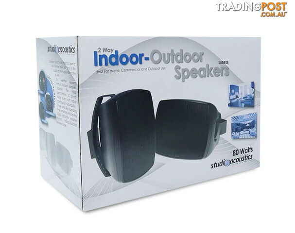 Studio Acoustics 5.25" 2-Way Indoor/Outdoor Wall Mount Speakers Pair – 80W Black - photo 3 of 4