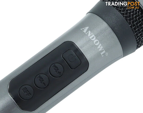 Andowl Portable Bluetooth Karaoke Speaker Dual Wireless Microphones Grey - photo 5 of 6